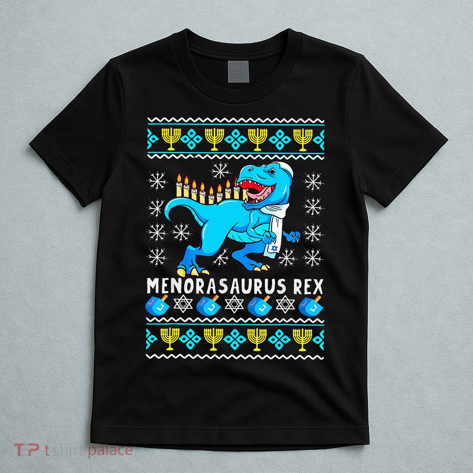 Menorasaurus Rex T Rex Dinosaur Hanukkah T-Shirt