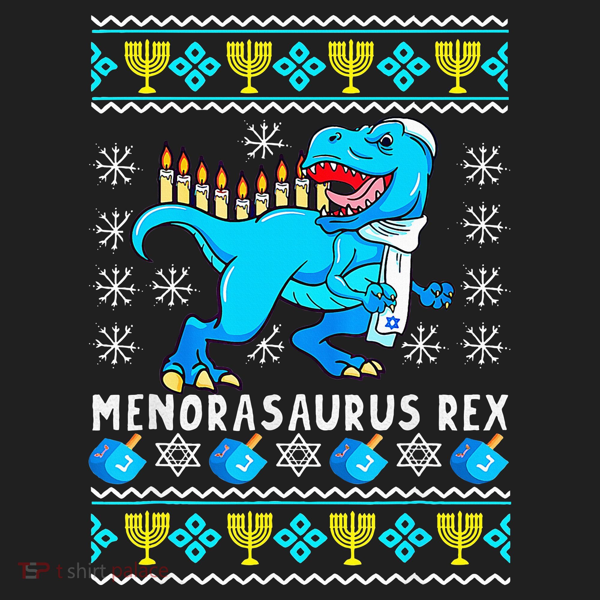 Menorasaurus Rex T Rex Dinosaur Hanukkah Beanie