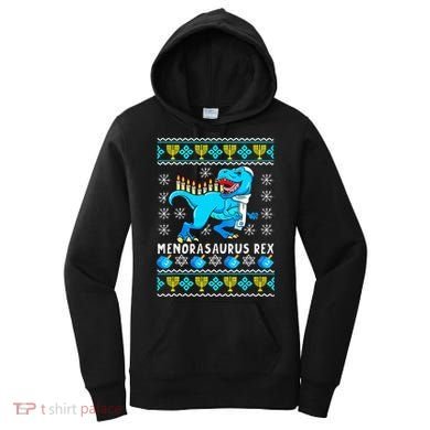 Menorasaurus Rex T Rex Dinosaur Hanukkah Women's Hoodie