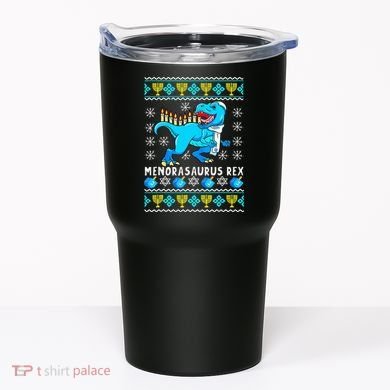Menorasaurus Rex T Rex Dinosaur Hanukkah Tumbler