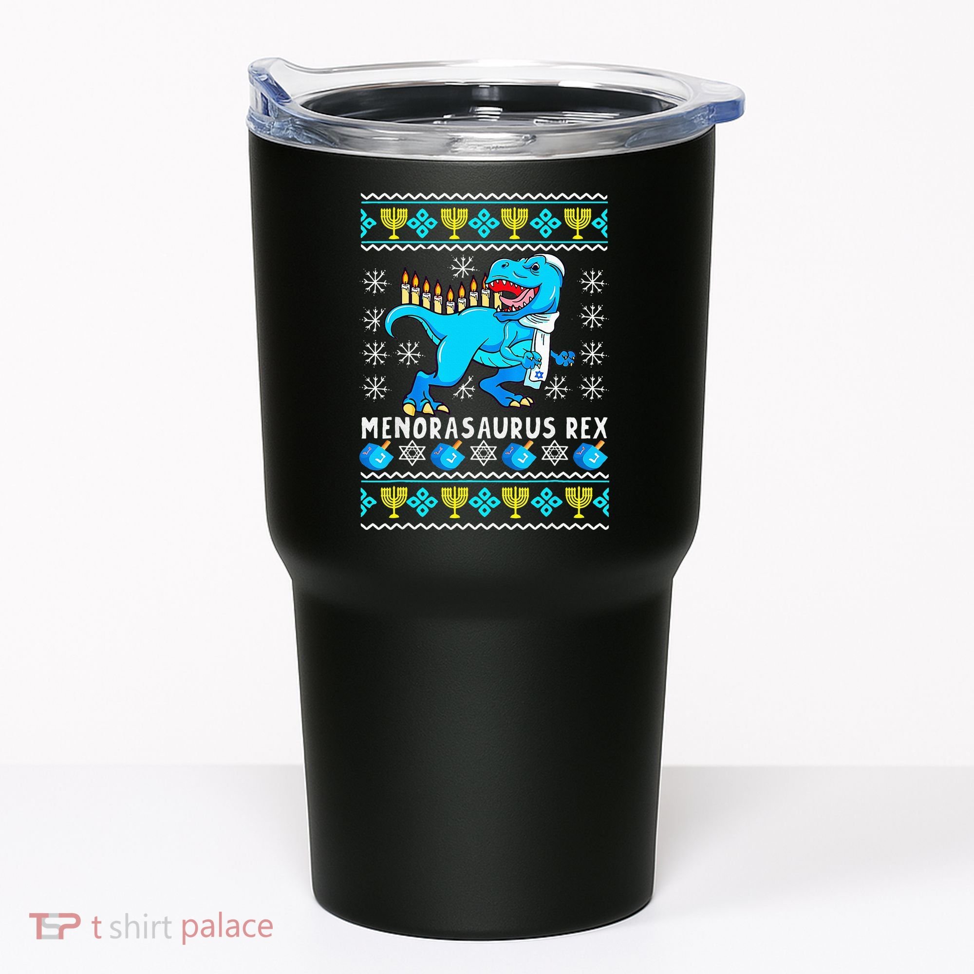 Menorasaurus Rex T Rex Dinosaur Hanukkah Tumbler