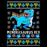 Menorasaurus Rex T Rex Dinosaur Hanukkah Ornament thumb 1