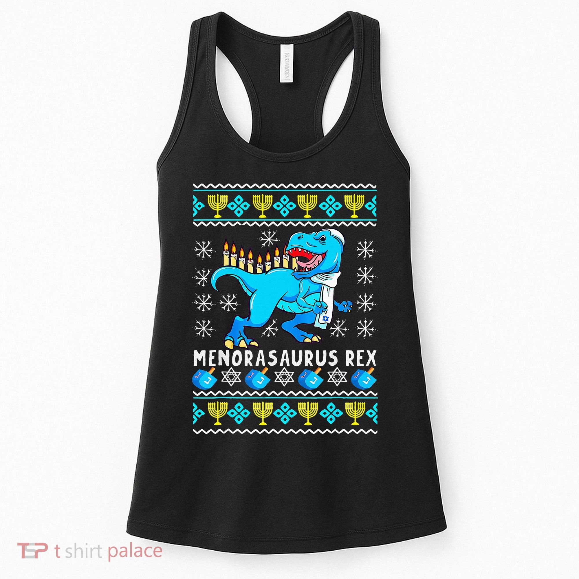 Menorasaurus Rex T Rex Dinosaur Hanukkah Women's Tank Top
