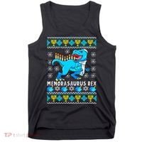 Menorasaurus Rex T Rex Dinosaur Hanukkah Tank Top thumb 0