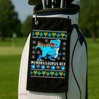 Menorasaurus Rex T Rex Dinosaur Hanukkah Golf Towel thumb 2