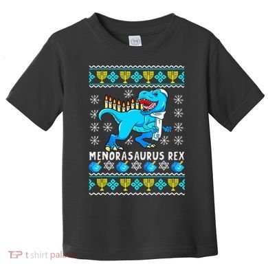 Menorasaurus Rex T Rex Dinosaur Hanukkah Toddler T-Shirt