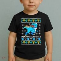Menorasaurus Rex T Rex Dinosaur Hanukkah Toddler T-Shirt thumb 2