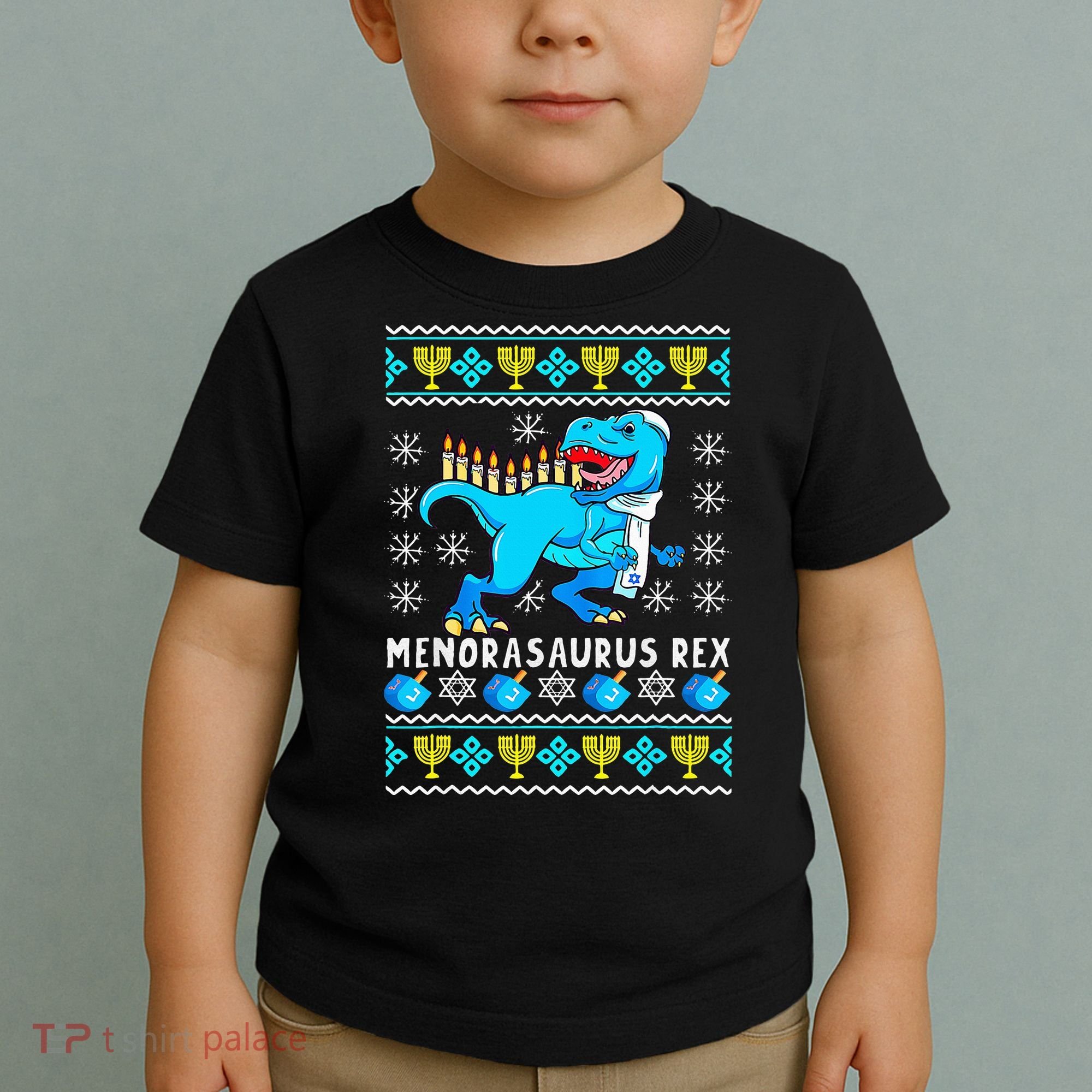 Menorasaurus Rex T Rex Dinosaur Hanukkah Toddler T-Shirt