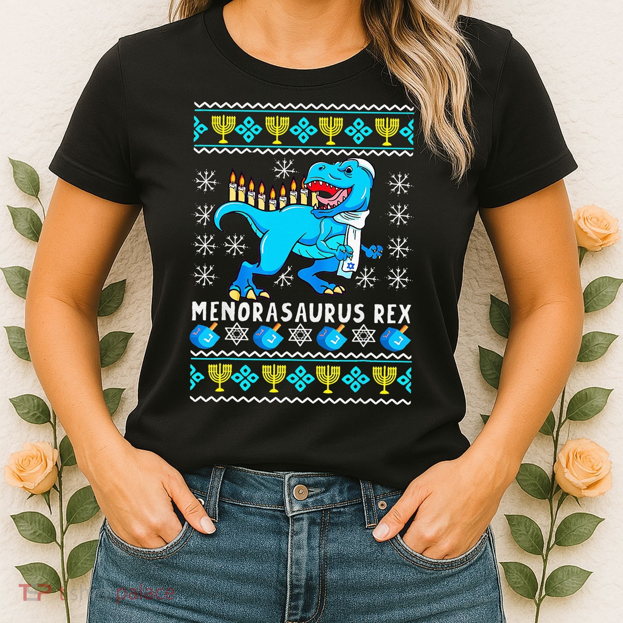Menorasaurus Rex T Rex Dinosaur Hanukkah Women's T-Shirt