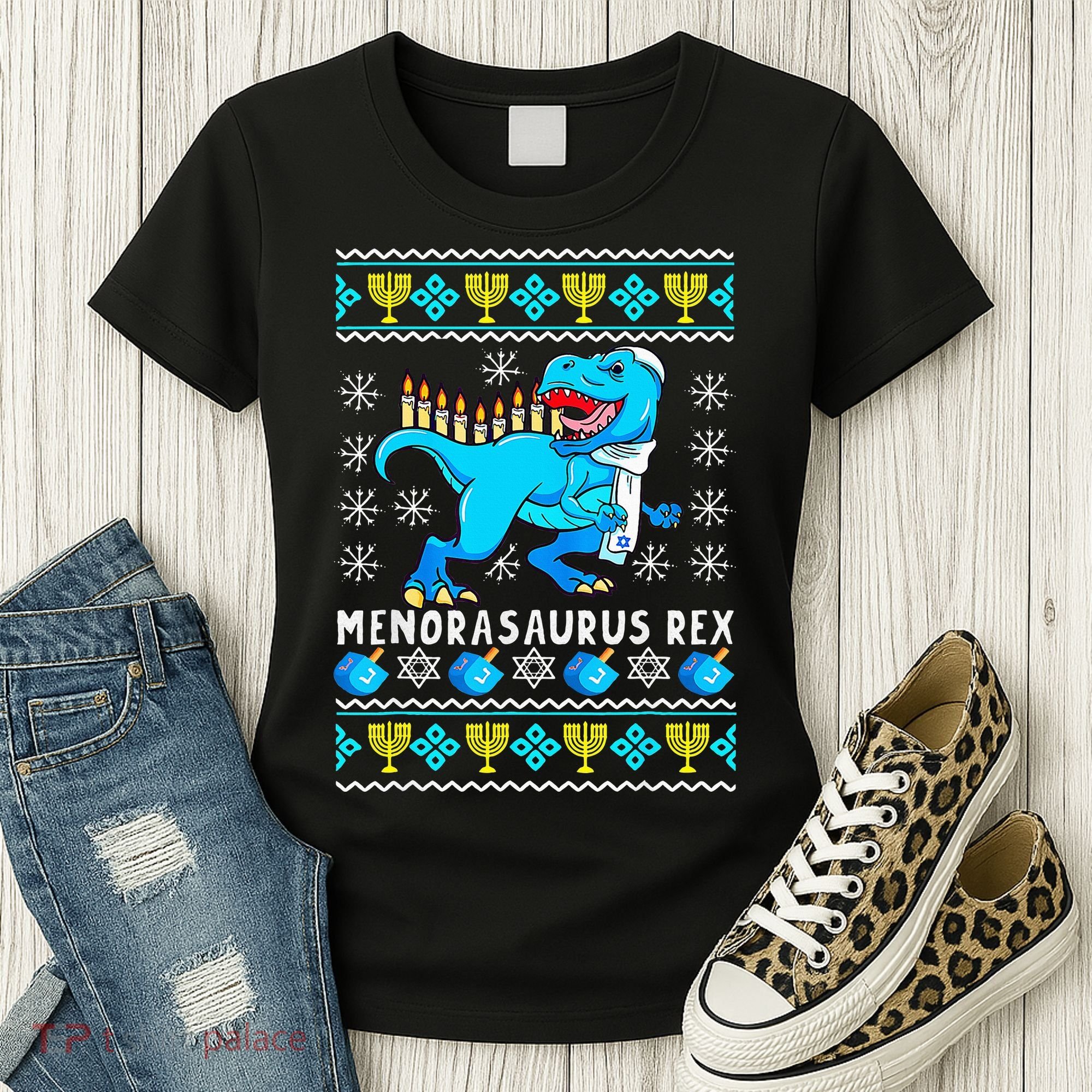 Menorasaurus Rex T Rex Dinosaur Hanukkah Women's T-Shirt
