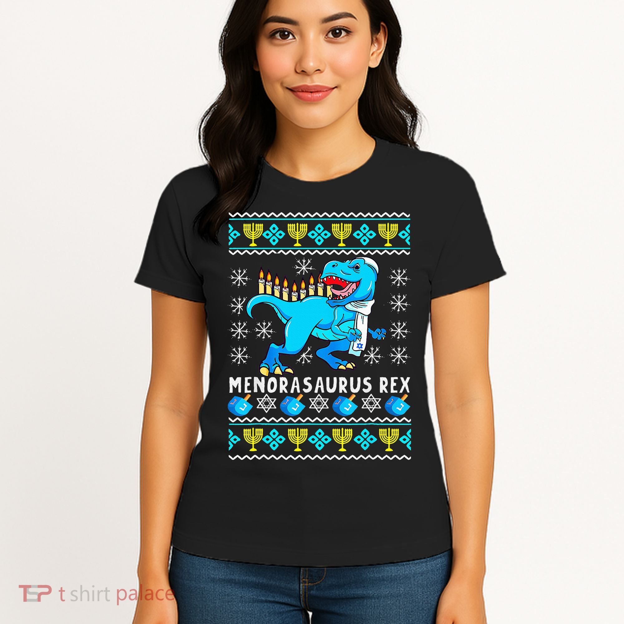 Menorasaurus Rex T Rex Dinosaur Hanukkah Women's T-Shirt