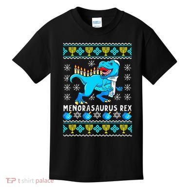 Menorasaurus Rex T Rex Dinosaur Hanukkah Kids T-Shirt