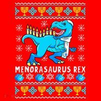Menorasaurus Rex T Rex Dinosaur Hanukkah Santa Hat thumb 1