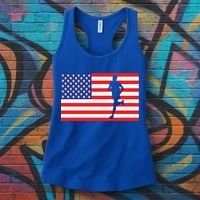 Marathon Runner Usa American Flag Race Running 4th Of July Funny Gift Women's Tank Top thumb 3