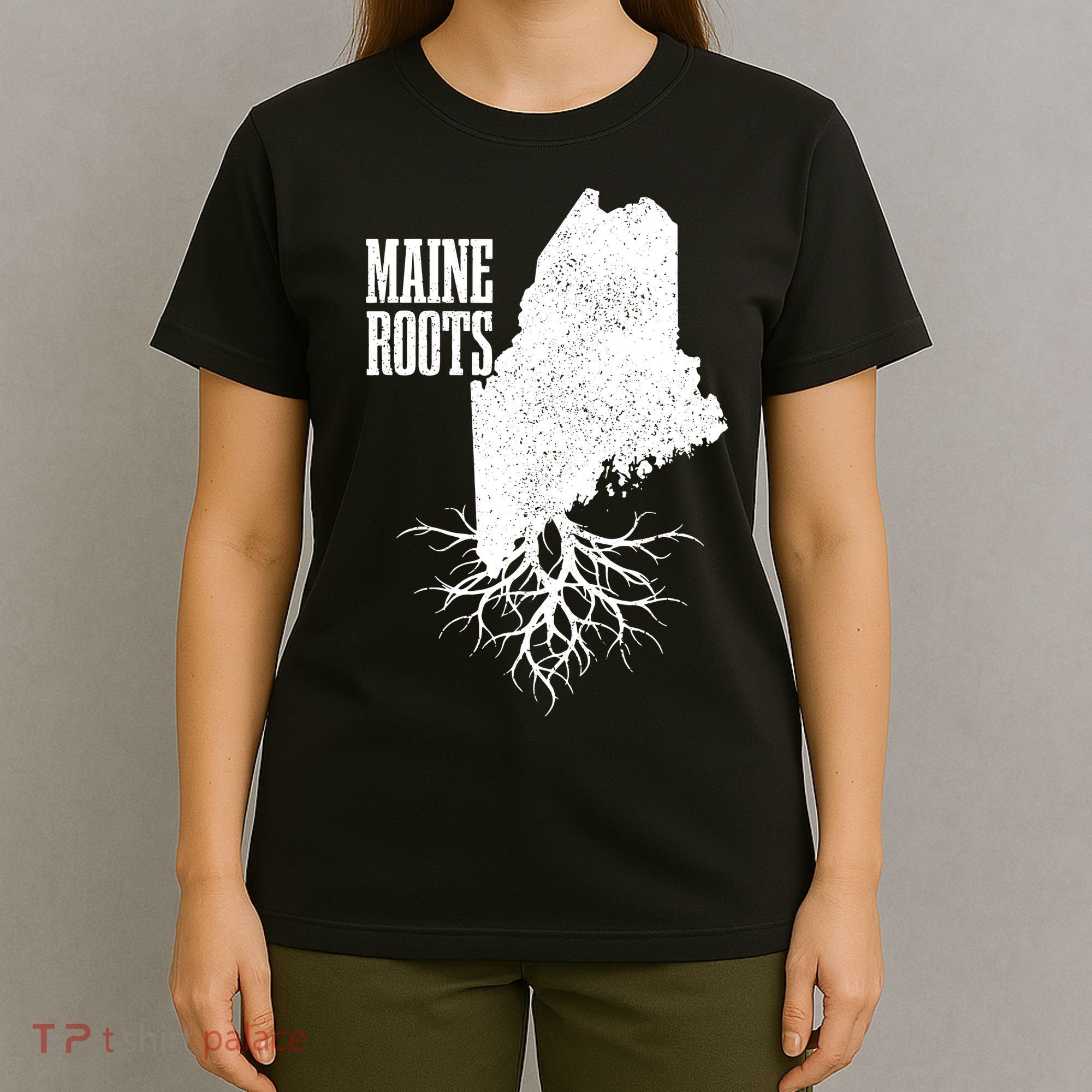 Maine Roots Vintage Usa Patriotic Pride State Map Gift T-Shirt