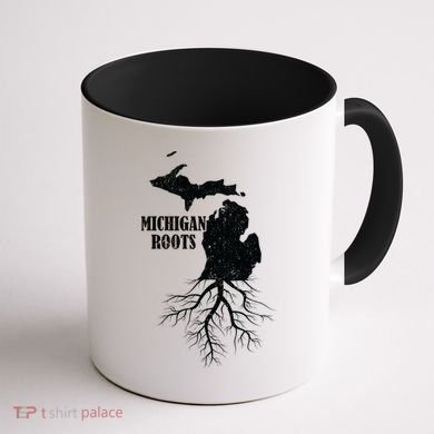 Michigan Roots Vintage Pride State Map Gift Coffee Mug back