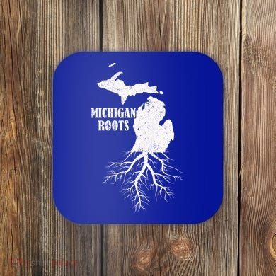 Michigan Roots Vintage Pride State Map Gift Coaster
