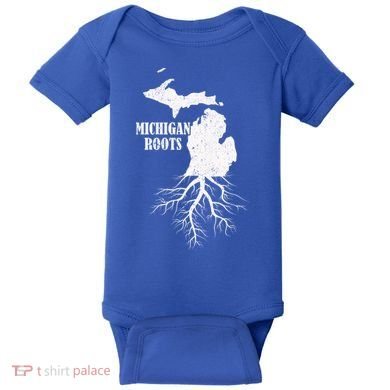 Michigan Roots Vintage Pride State Map Gift Baby Bodysuit