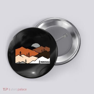 Montana Retro Vintage Mountain Outdoors State Graphic Button