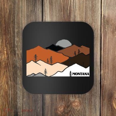 Montana Retro Vintage Mountain Outdoors State Graphic Coaster