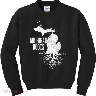 Michigan Roots Vintage Pride State Map Gift Kids Sweatshirt