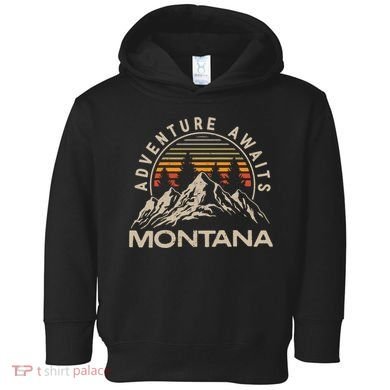 Montana Retro Vintage Outdoors Mountain Graphic Design Toddler Hoodie