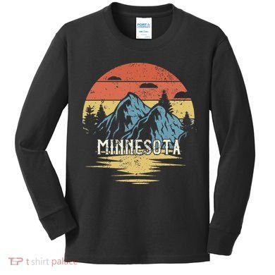 Minnesota Retro Vintage Kids Long Sleeve Shirt
