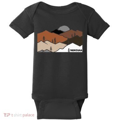 Montana Retro Vintage Mountain Outdoors State Graphic Baby Bodysuit