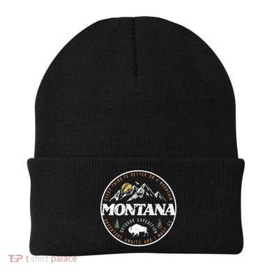 Montana Retro Vintage Mountain Outdoors State Beanie