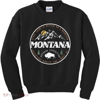 Montana Retro Vintage Mountain Outdoors State Kids Sweatshirt