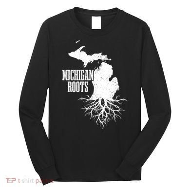 Michigan Roots Vintage Pride State Map Long Sleeve Shirt