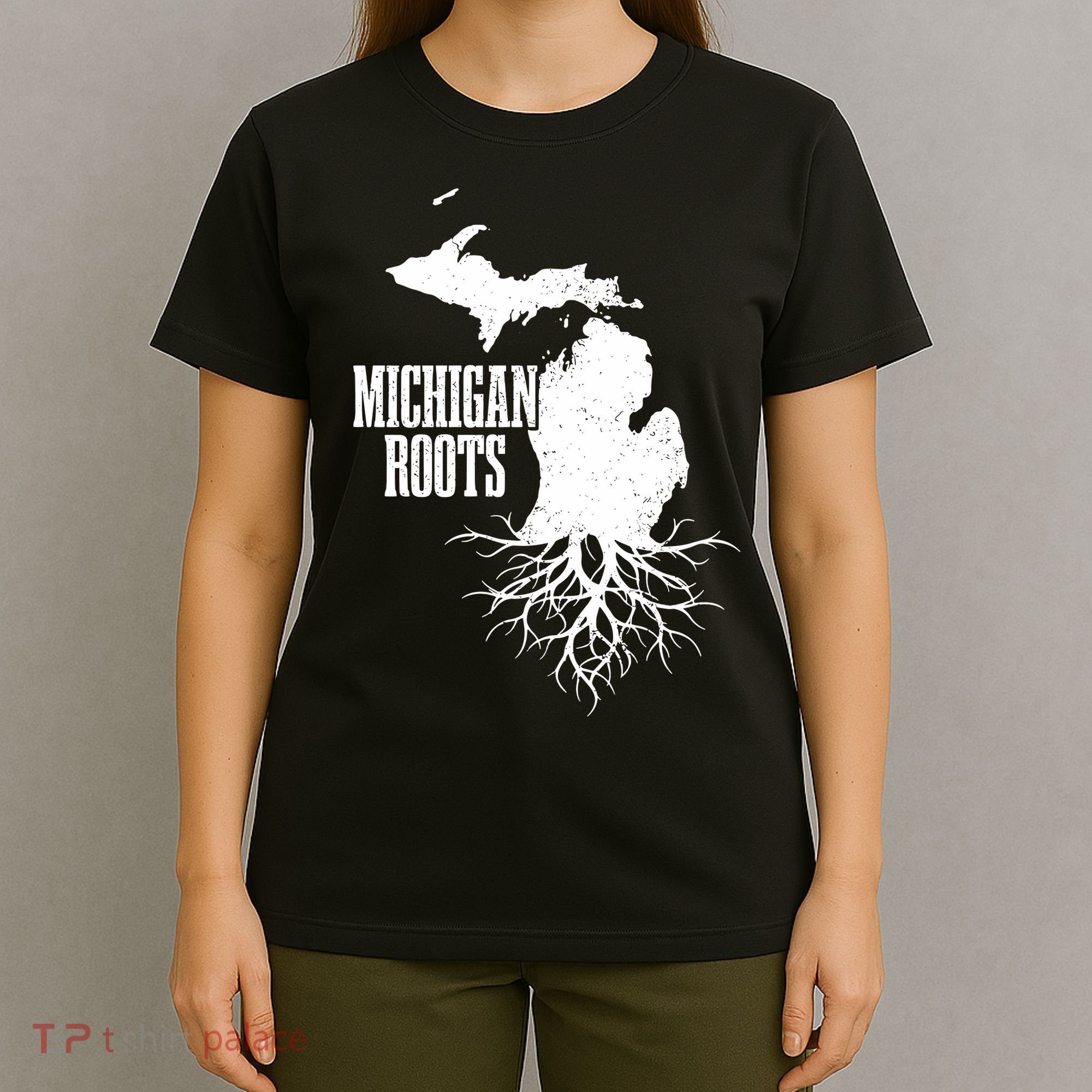 Michigan Roots Vintage Pride State Map T-Shirt