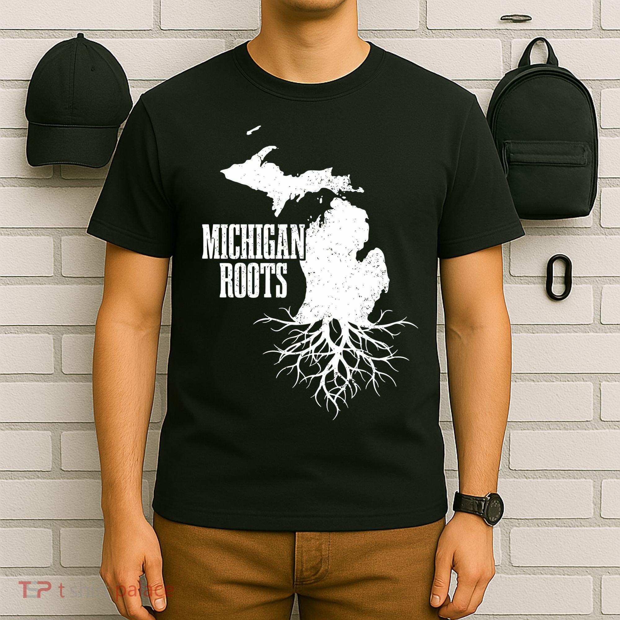 Michigan Roots Vintage Pride State Map T-Shirt