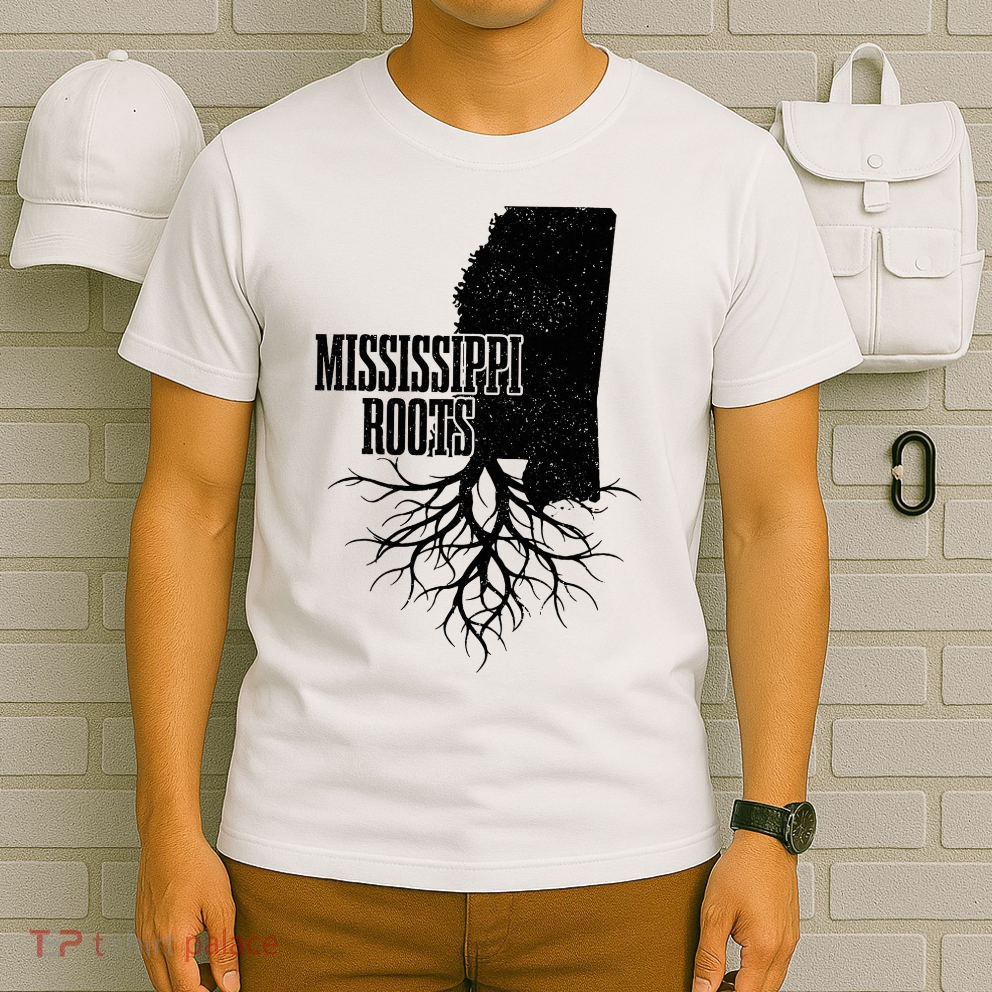 Mississippi Roots Vintage Usa Patriotic Pride State Map T-Shirt
