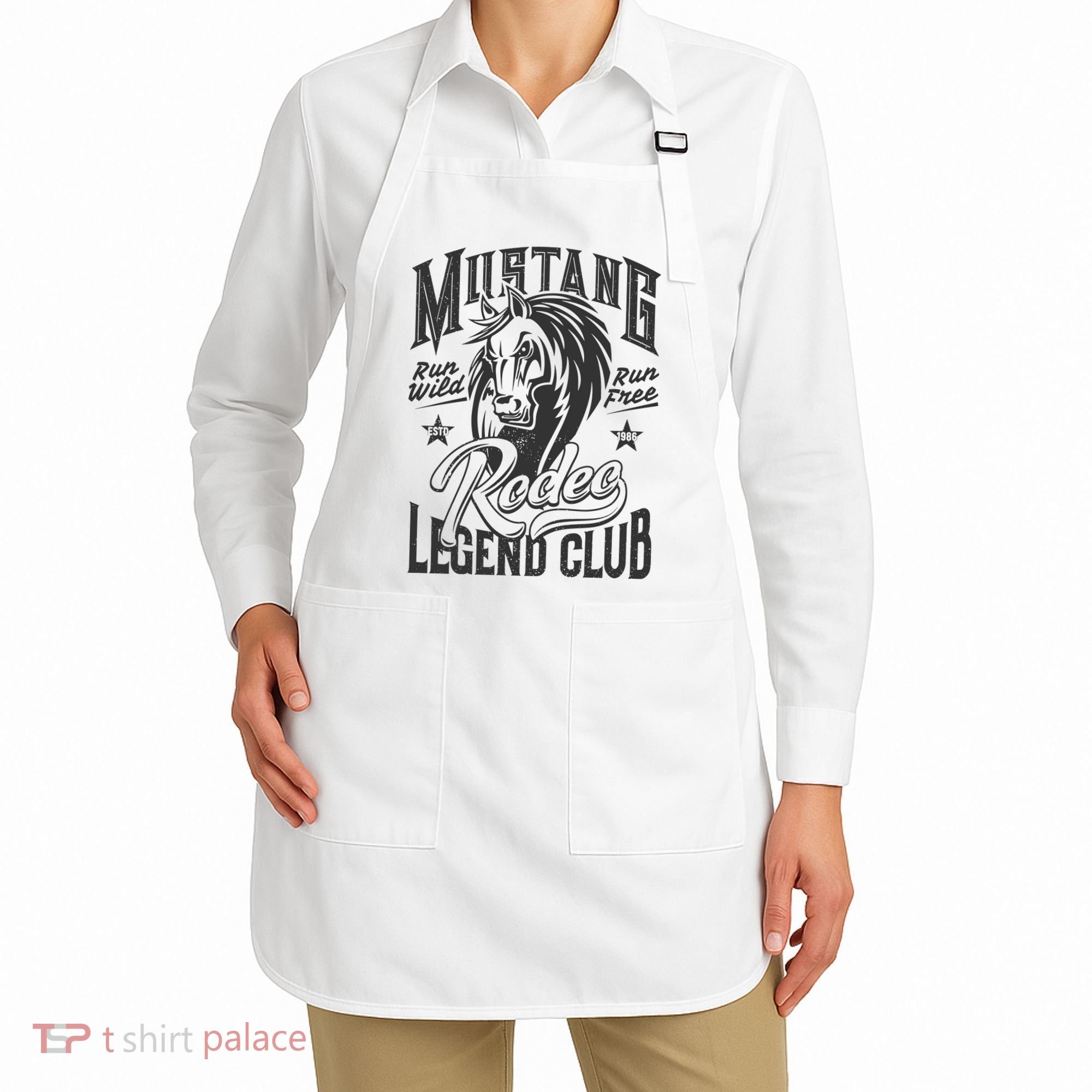 Mustang Run Wild Run Free Rodeo Legend Club Apron