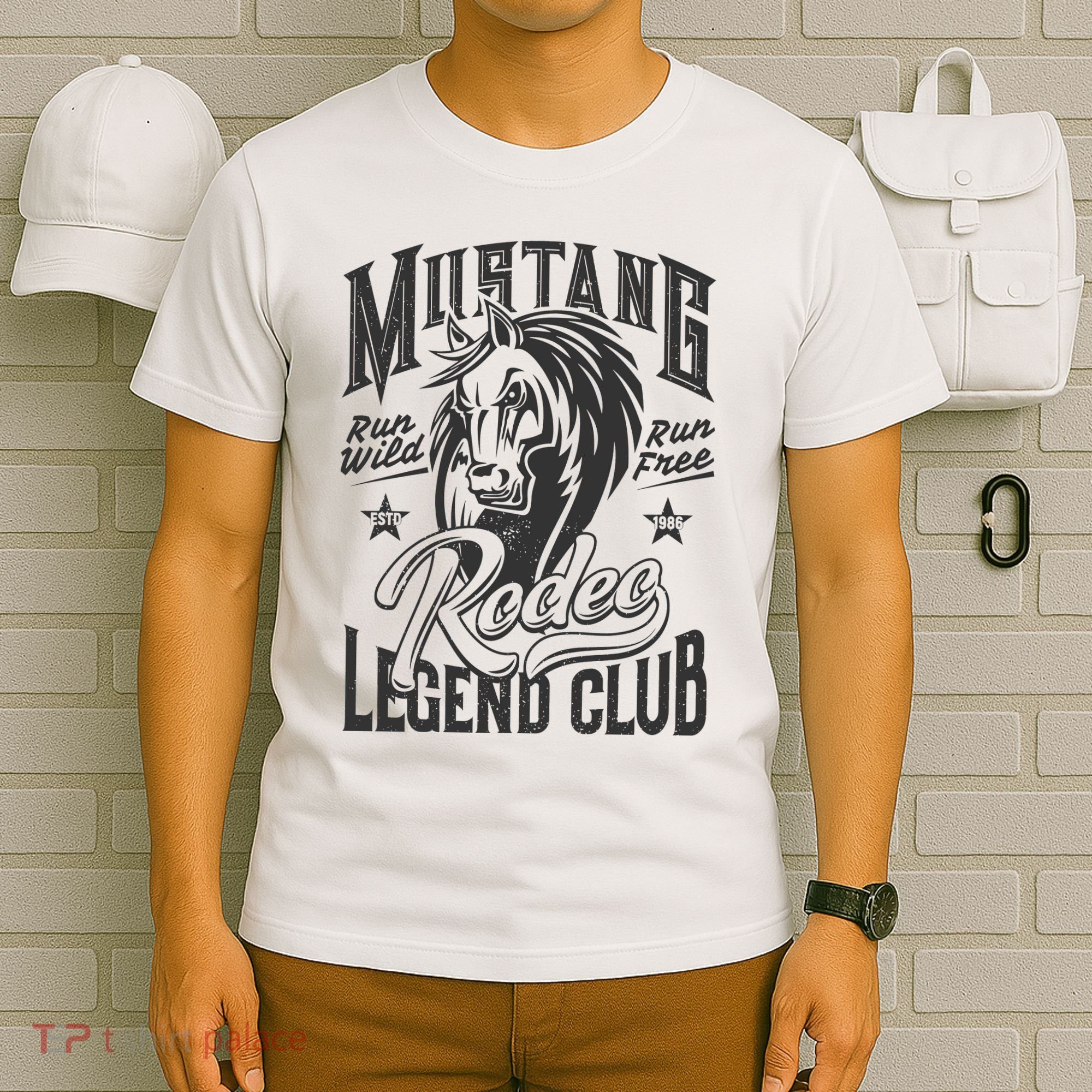 Mustang Run Wild Run Free Rodeo Legend Club T-Shirt