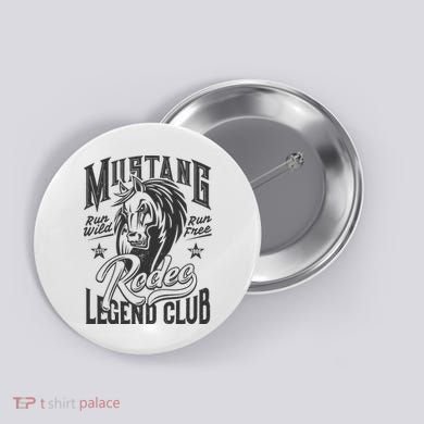 Mustang Run Wild Run Free Rodeo Legend Club Button