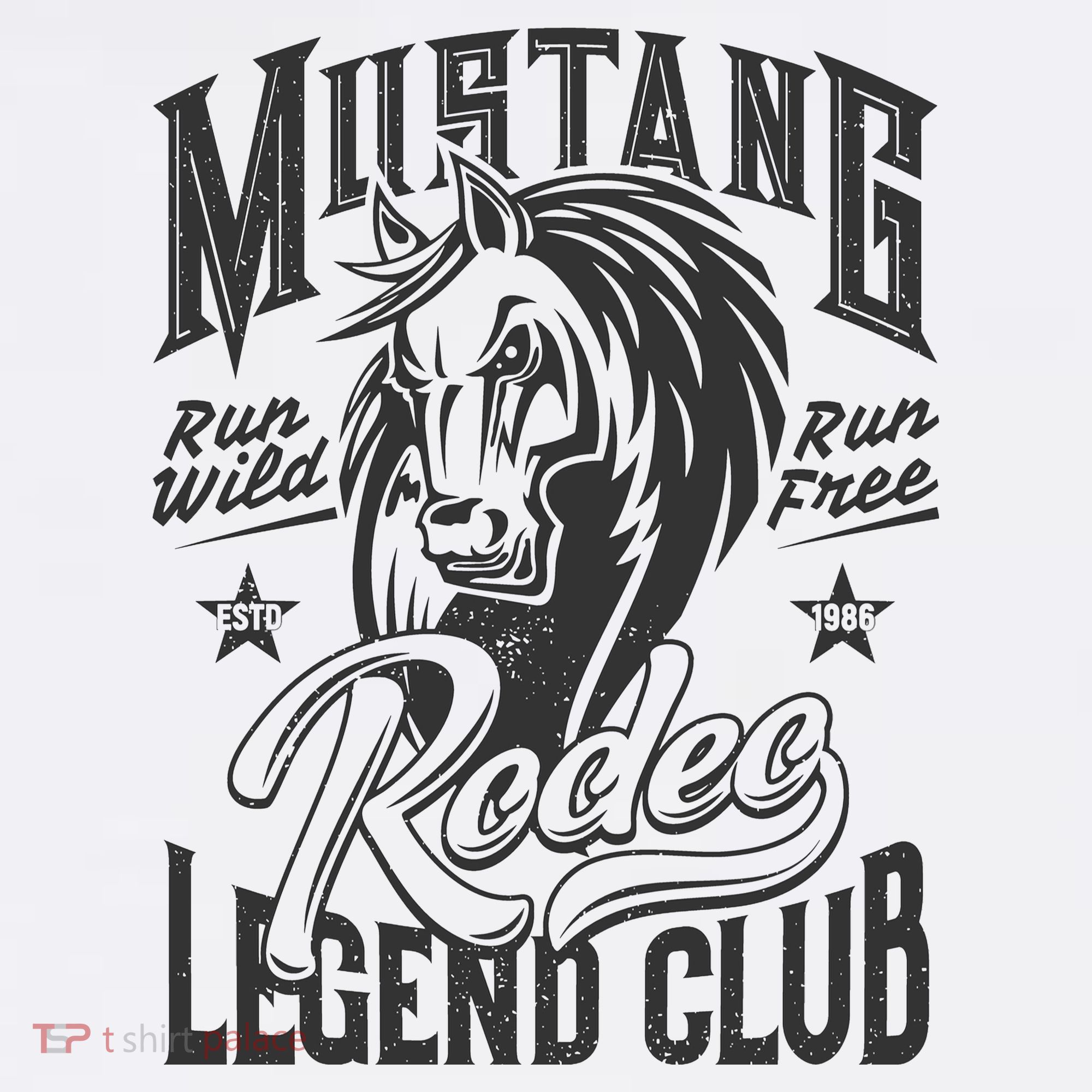 Mustang Run Wild Run Free Rodeo Legend Club Women's Hoodie