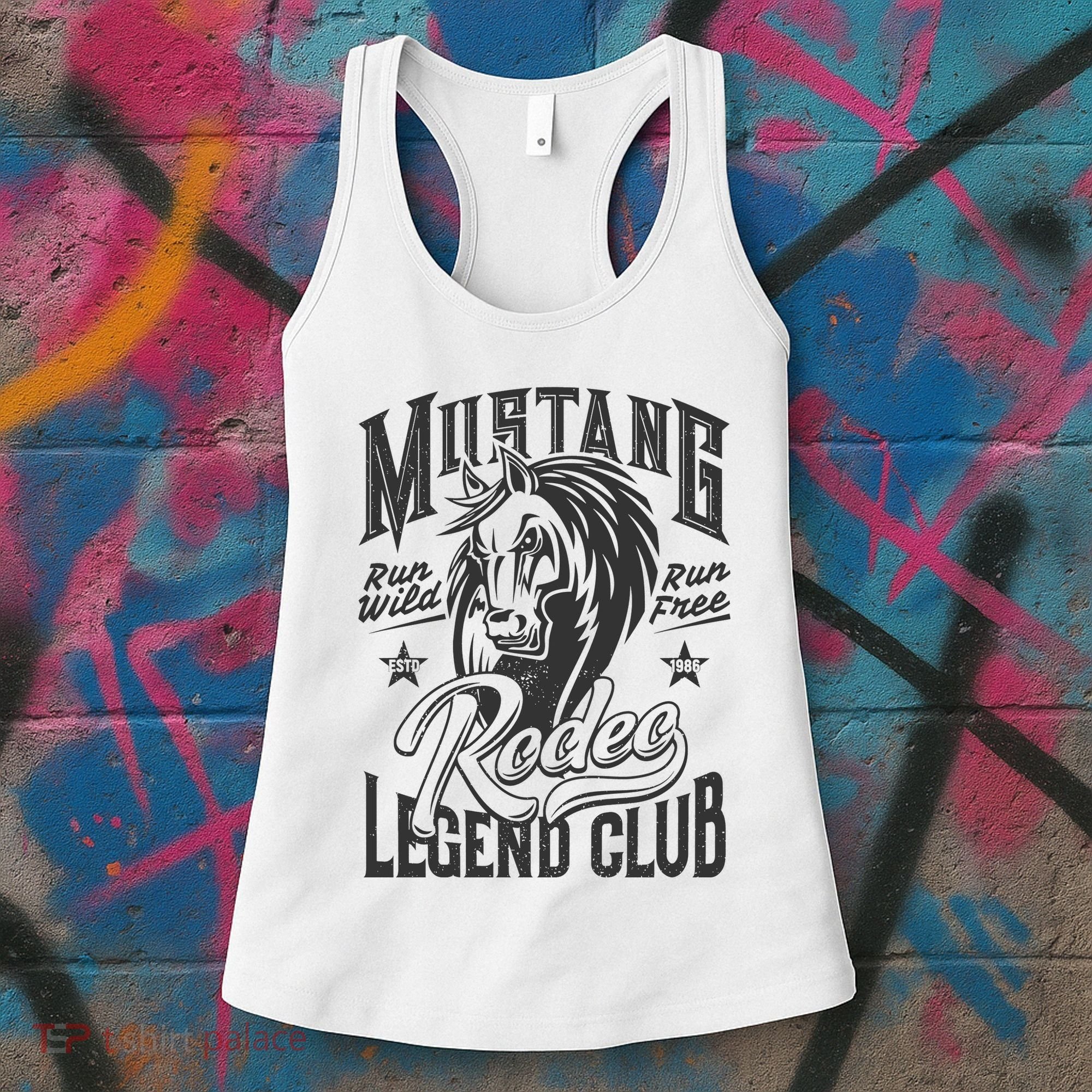 Mustang Run Wild Run Free Rodeo Legend Club Women's Tank Top