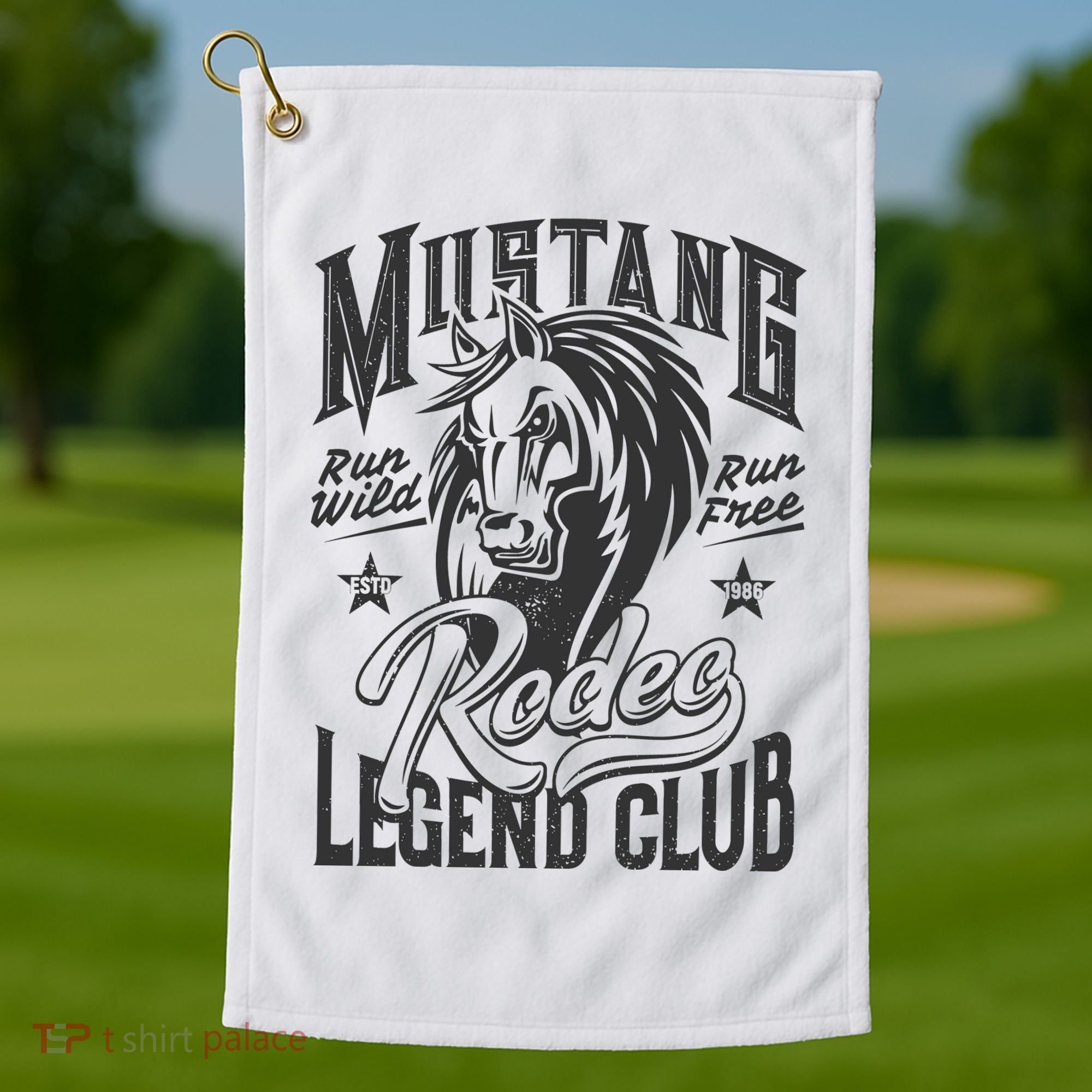 Mustang Run Wild Run Free Rodeo Legend Club Golf Towel