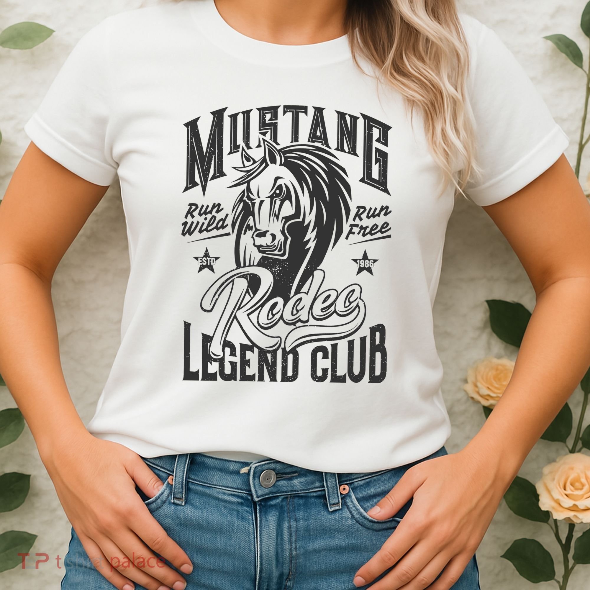 Mustang Run Wild Run Free Rodeo Legend Club Women's T-Shirt