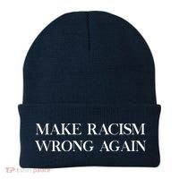 MAKE RACISM WRONG AGAIN Politics Resist Message Beanie thumb 0