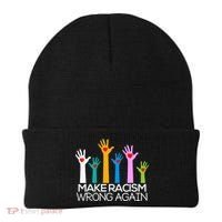 Make Racism Wrong Again Anti Trump Anti Hate Beanie thumb 0