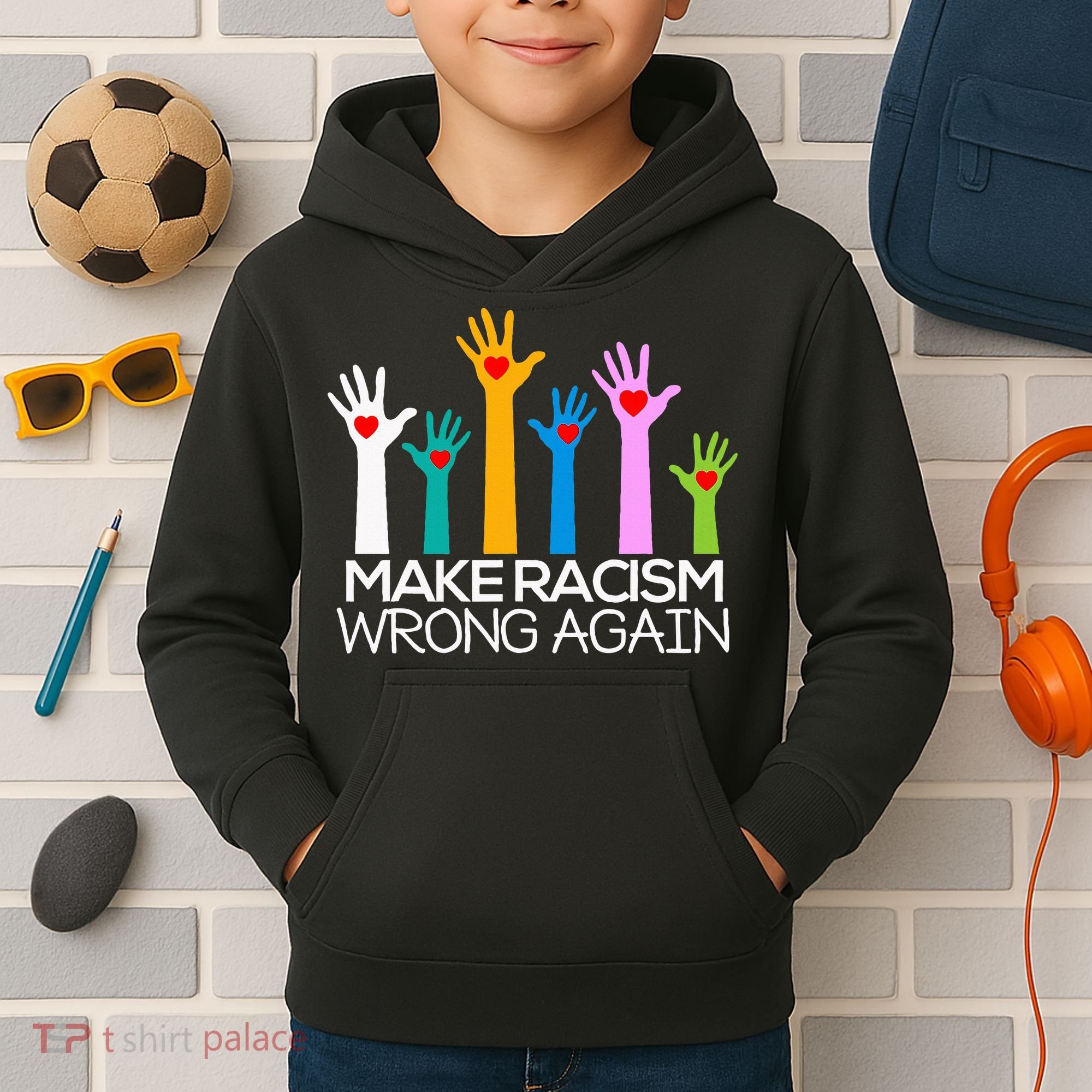 Make Racism Wrong Again Anti Trump Anti Hate Kids Hoodie