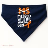 MS Multiple Sclerosis Messed With The Wrong Chick USA-Made Doggie Bandana thumb 0
