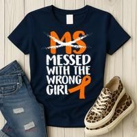 MS Multiple Sclerosis Messed With The Wrong Chick Women's T-Shirt thumb 3