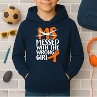 MS Multiple Sclerosis Messed With The Wrong Chick Kids Hoodie thumb 2