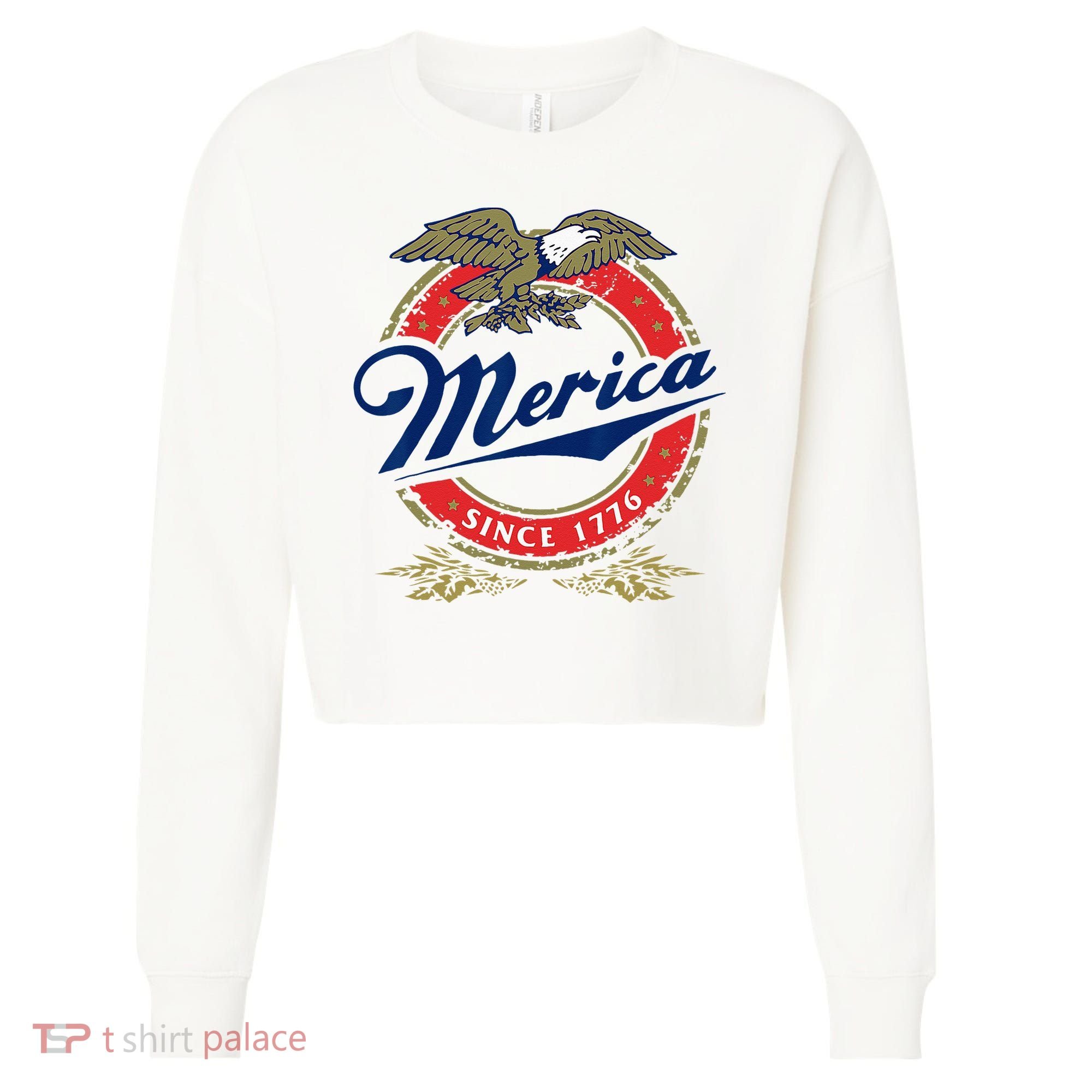 Merica Since 1776 Funny 4th Of July Merica Since 1776 Cropped Pullover Crew