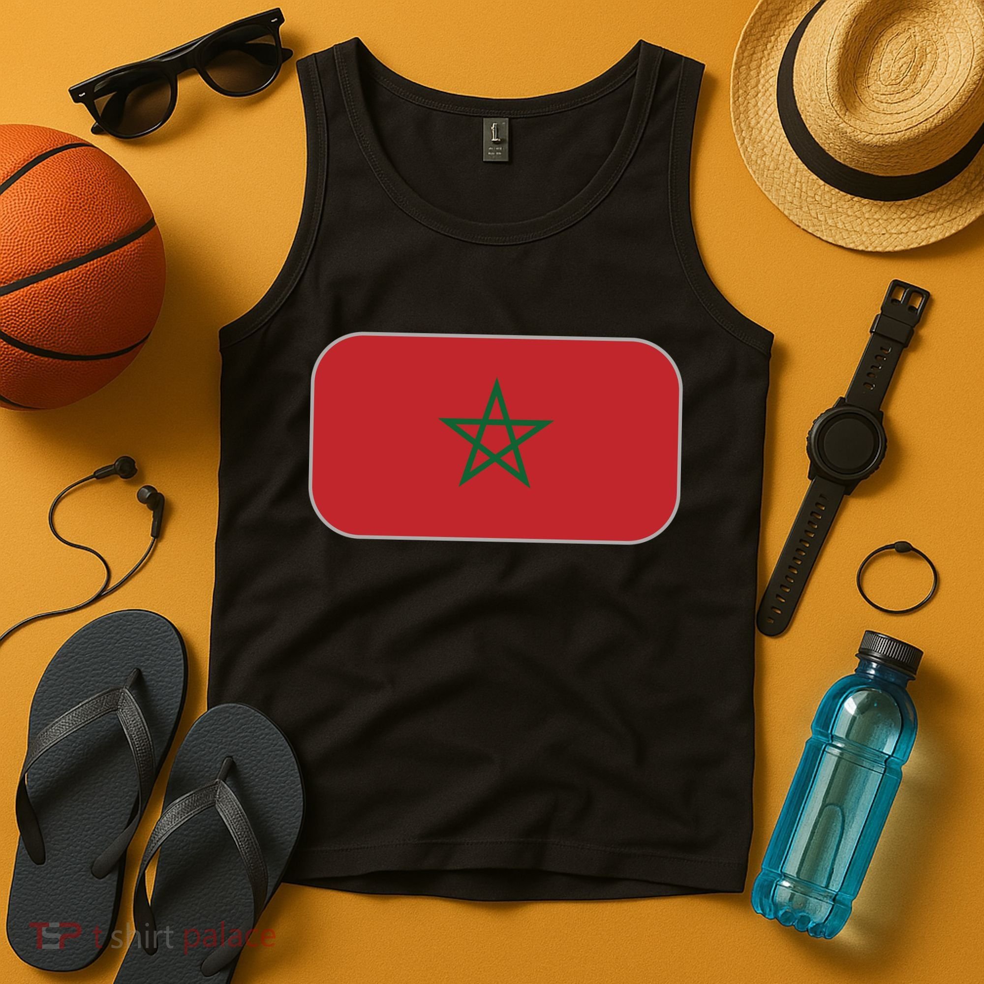 Morocco Soccer Moroccan Flag Tank Top