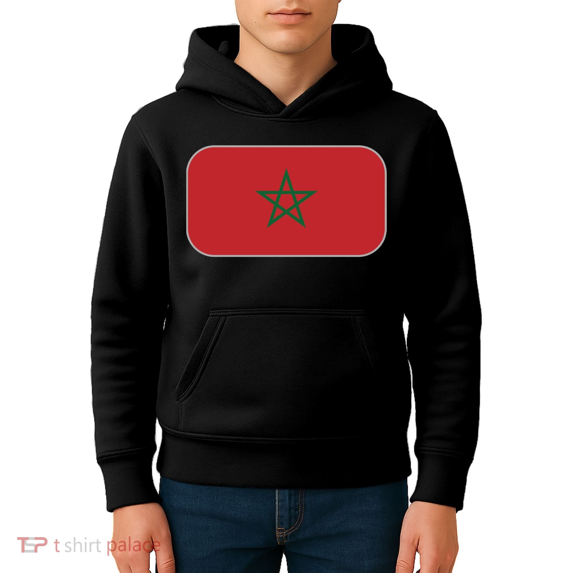 Morocco Soccer Moroccan Flag Kids Hoodie